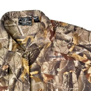 Winchester XL Brown Camo‎ Fleece Button Up Shirt Hunting Gorpcore Outdoor Rugged